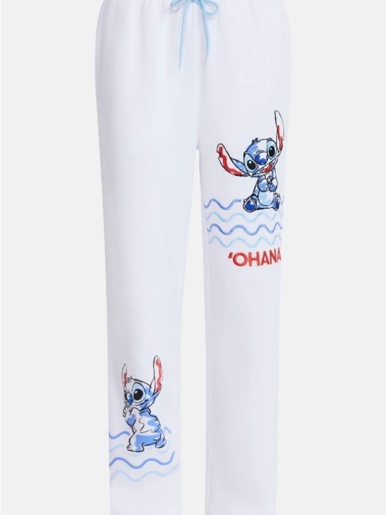 Disney Pants - Disney White Lounge Pants with Blue & Red Stitch Graphic - multiple sizes